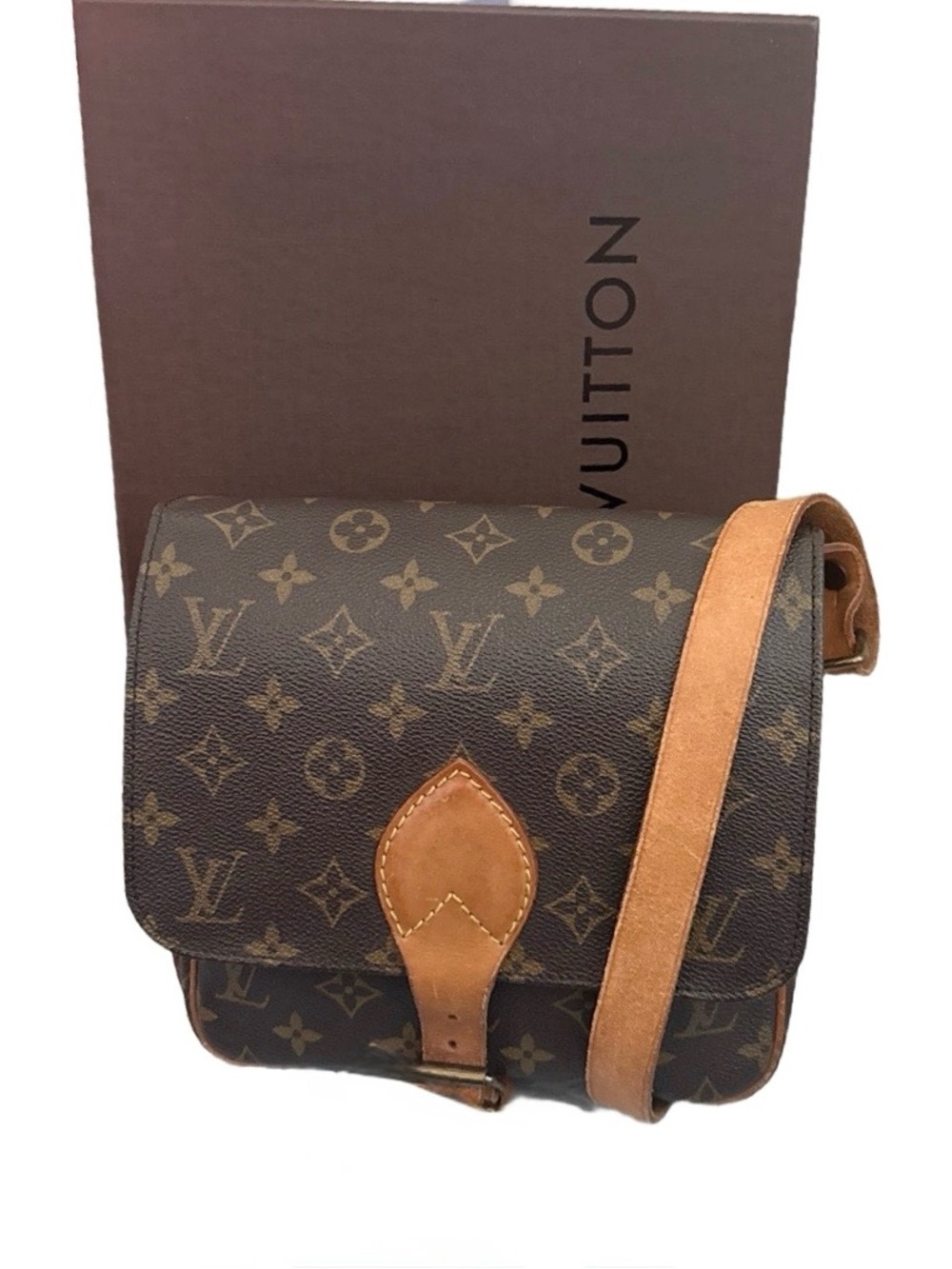 Louis Vuitton Monogram Cartouchiere Crossbody Vintage Brown Leather Shoulder Bag